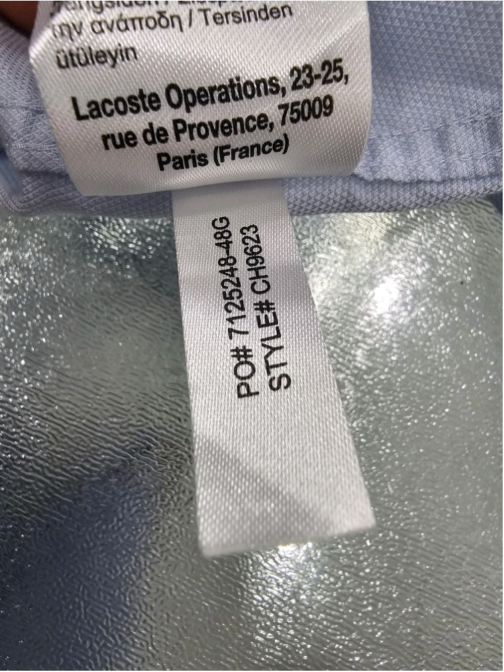 Lacoste Shirt Mens Collar Size 16 Blue, M-L Button Down Long Sleve Oxford Pocket - Picture 16 of 16